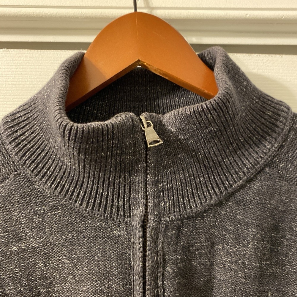 Banana Republic Men's XL Black 100% Cotton Full Zip Knit Sweater Preppy Casual - Picture 7 of 8